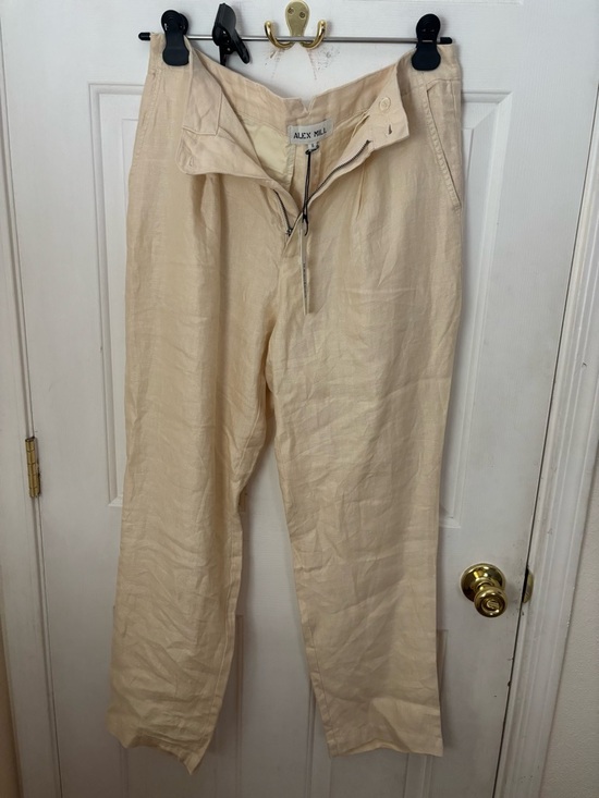 Alex Mill Pants - Alex Mill Cream Straight-Leg Linen Pants